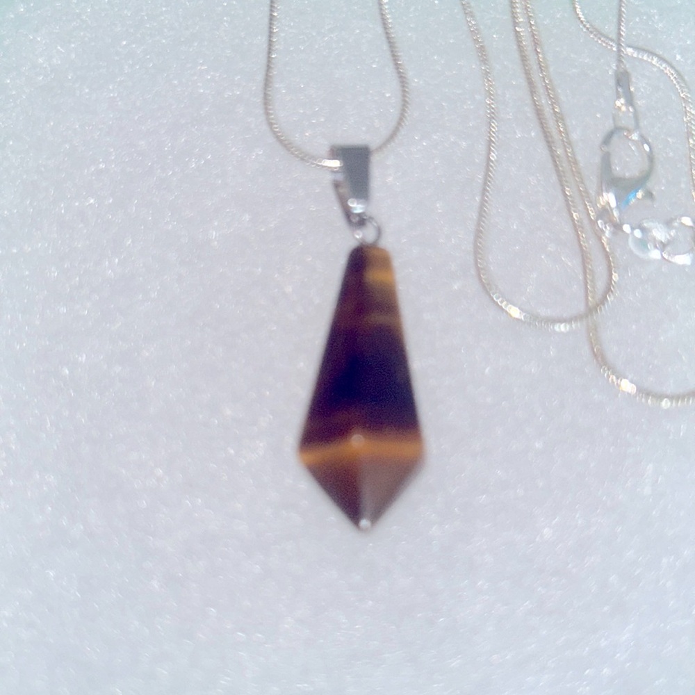 Boho hippie Tiger 🐅 Eye Sterling Silver Necklace 30”